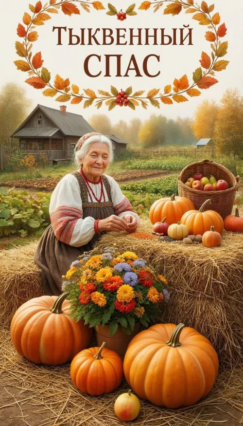 Красивые открытки с Тыквенным Спасом